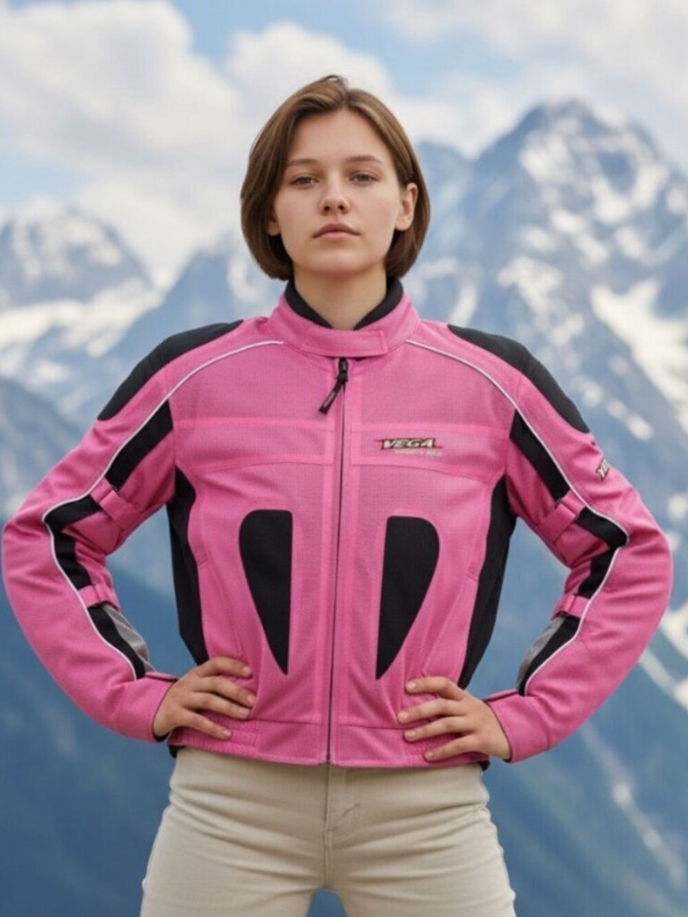 Vega Technical Gear Pink Motorcycle Riding Moto Jacket Women's M